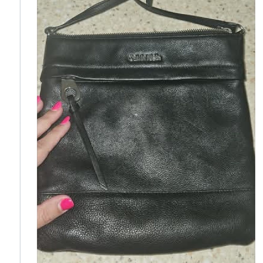 Calvin Klein Black Pebbled Leather Crossbody Bag Purse
